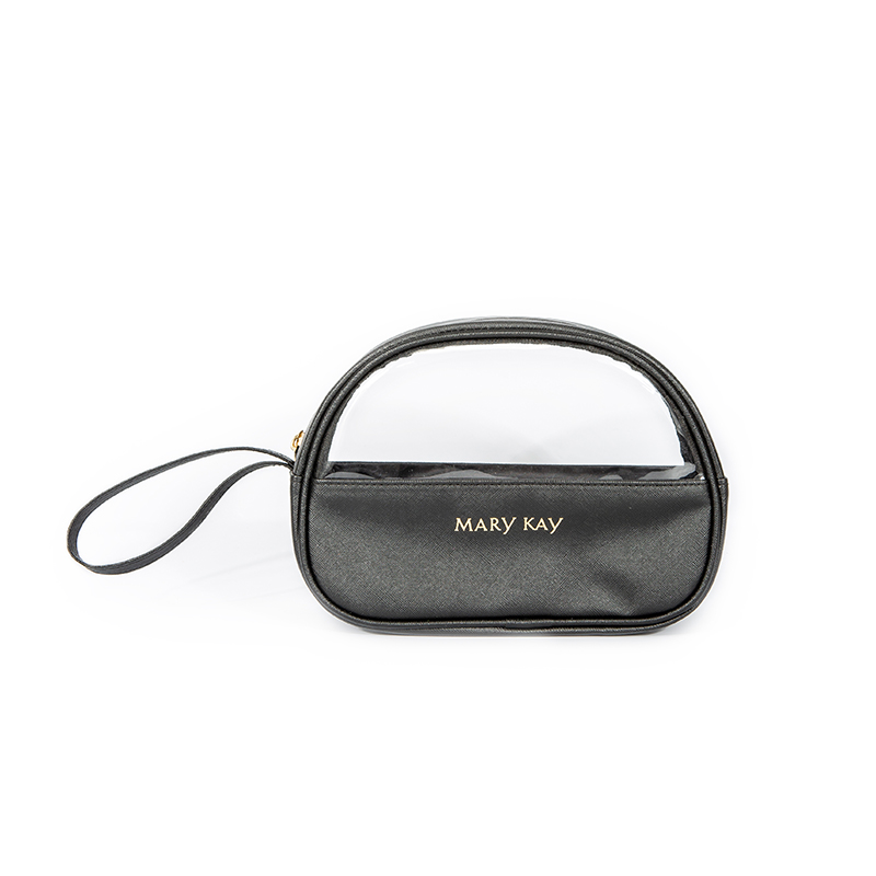 Black Mary Kay Style Sequin Mesh Shell Makeup Bag – Semi-Transparent with Handle